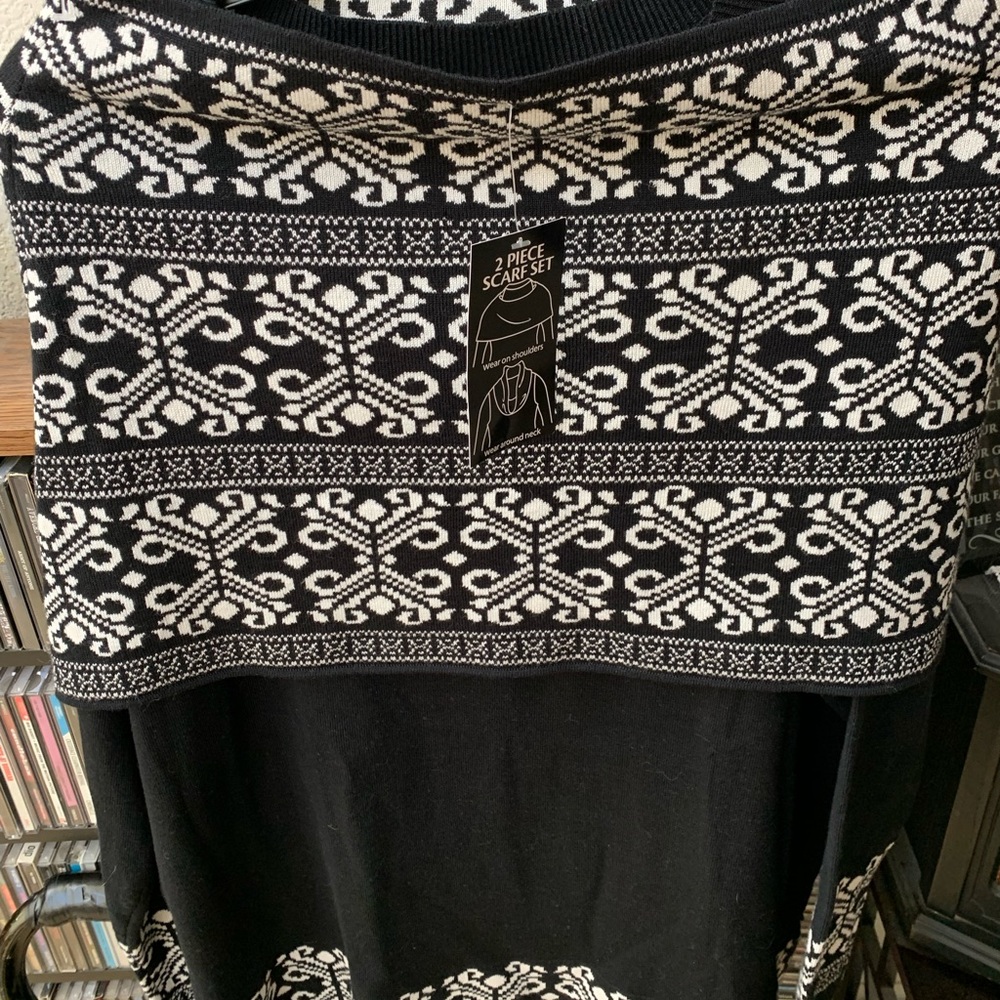 Black Tunic sweater w/matching shawl